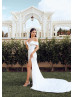 Off Shoulder White Satin High Slit Sexy Wedding Dress